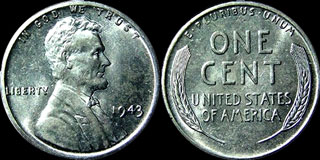 1943 Variety 2 Cent Zinc Coated Steel