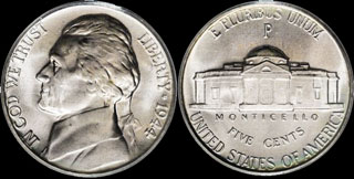 Jefferson Five Cents Silver