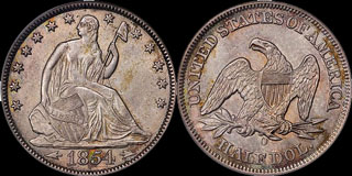 Liberty Seated Half Dollar Variety 3 Arrows at Date, No Rays