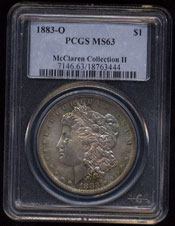 1883 - O Morgan Silver Dollar PCGS-MS63