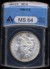 1884 - O Morgan Silver Dollar ANACS - MS64