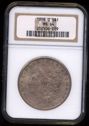1898 - O Morgan Silver Dollar NGC-MS64