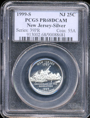 1999-S New Jersey Silver Statehood Quarter PCGS PR68-DCAM