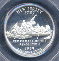 Reverse 1999-S New Jersey Silver Statehood Quarter PCGS PR68-DCAM