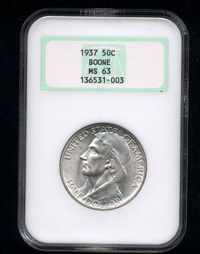 Daniel Boone Commemorative Silver Half Dollar 1937 NGC MS63