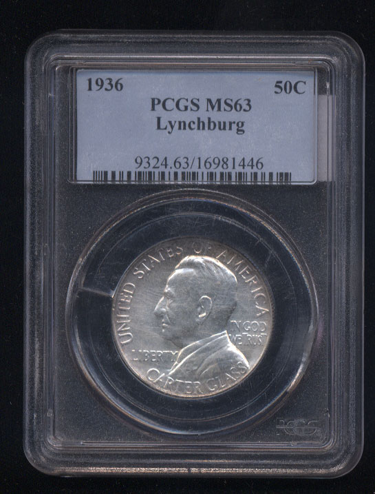 Lynchburg, Virginia Sesquicentennial Commemorative Silver Half Dollar 1936 PCGS-MS63