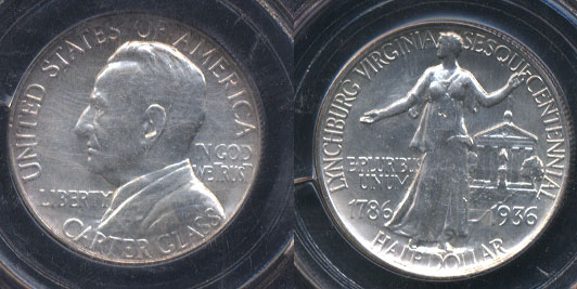 Lynchburg, Virginia Sesquicentennial Commemorative Silver Half Dollar 1936 PCGS-MS63