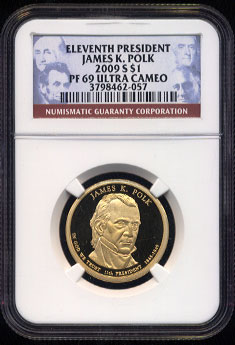 2009-S Ultra Cameo James K. Polk Presidential Dollar NGC - PF 69 3798462-057