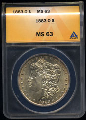 1883 - O Morgan Silver Dollar ANACS-MS63