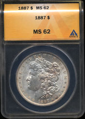 1887 Morgan Silver Dollar ANACS-MS62