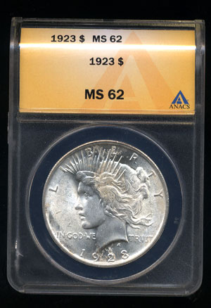 1923 Peace Silver Dollar ANACS MS-62