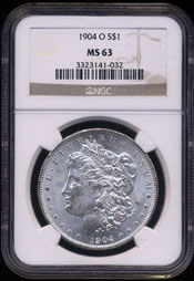 1904 - O Morgan Silver Dollar NGC-MS63 (032)