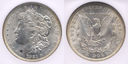 1921 Morgan Silver Dollar NGC MS-63