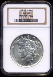 1923 Peace Dollar NGC - MS64
