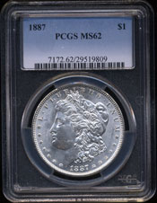 1887 Morgan Silver Dollar PCGS-MS62
