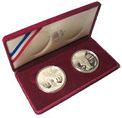 1983-1984 Olympic Silver Dollar 2 Coin Set Proof