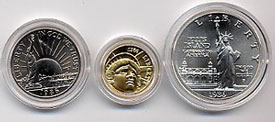 1986 Statue of Liberty Three Coin Uncirculated Set