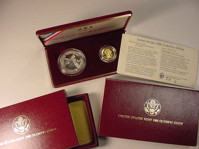 1988 Olympic Two Coin Proof Set
