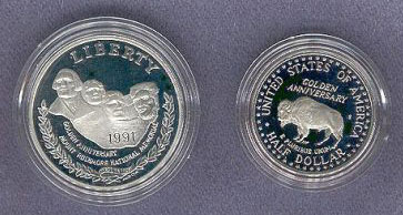 1991 Mount Rushmore Commemorative 2 coin set